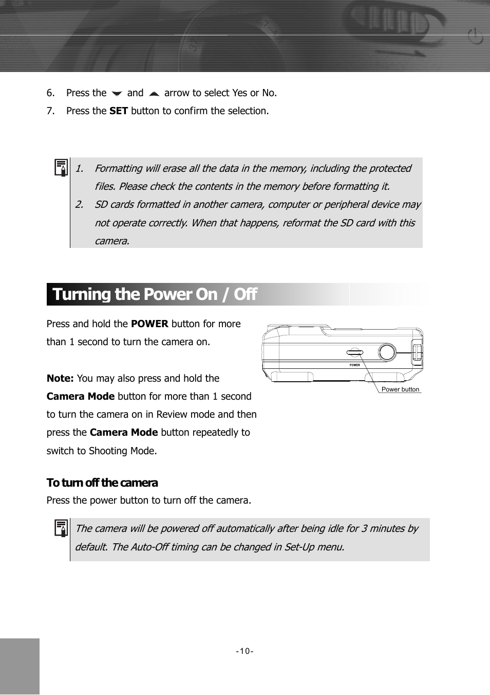 Turning the power on / off, To turn off the camera | Concord Camera 4340z User Manual | Page 13 / 57