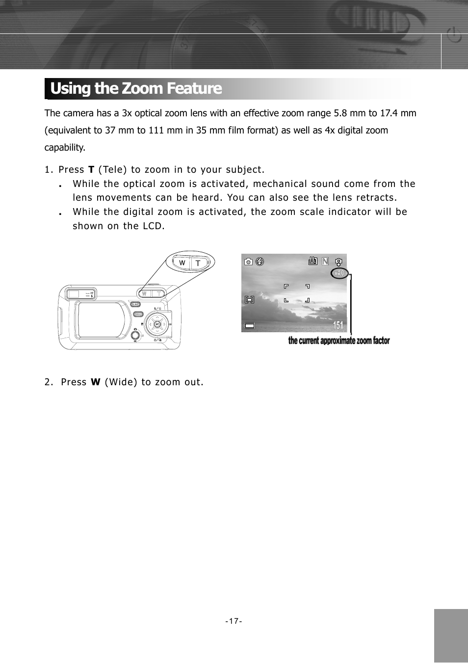 Using the zoom feature | Concord Camera 4340z User Manual | Page 20 / 57