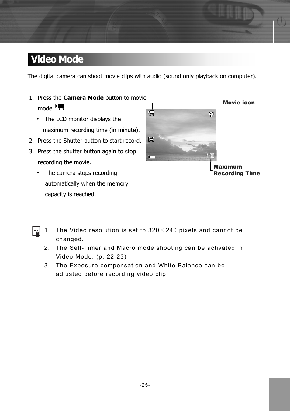 Video mode | Concord Camera 4340z User Manual | Page 28 / 57