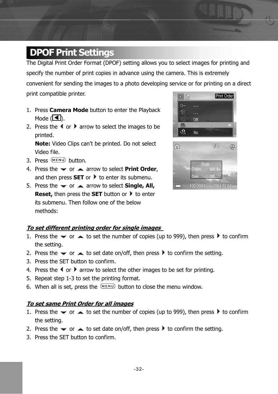Dpof print settings | Concord Camera 4340z User Manual | Page 35 / 57