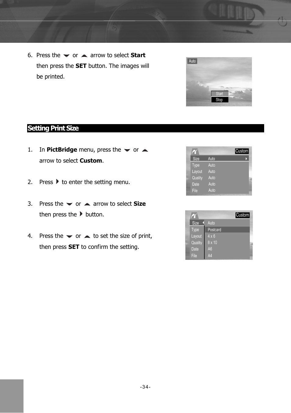 Setting print size | Concord Camera 4340z User Manual | Page 37 / 57