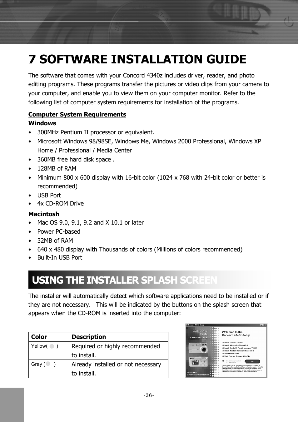 Software installation guide, Using the installer splash screen, 7 software installation guide | Concord Camera 4340z User Manual | Page 39 / 57