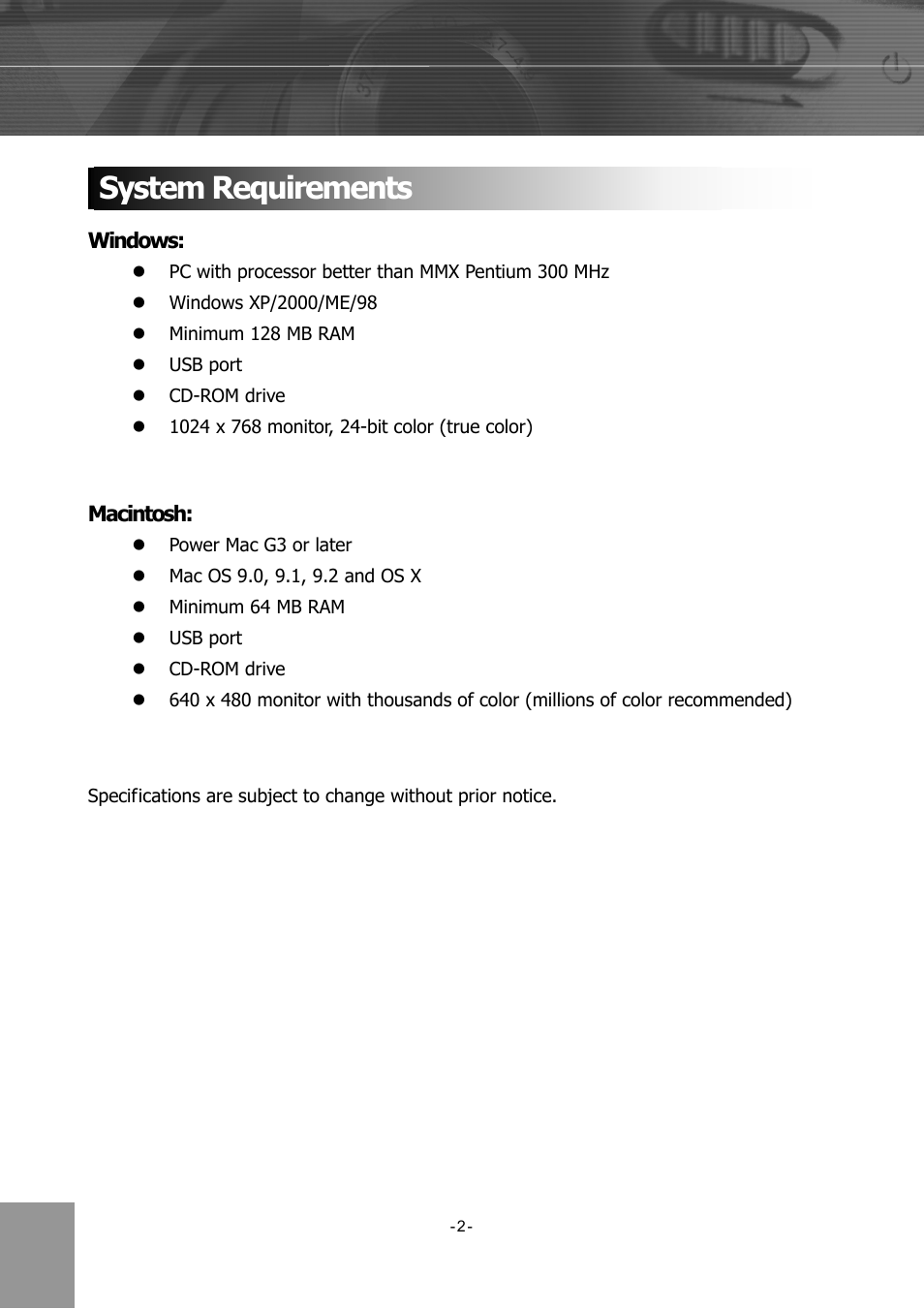 System requirements | Concord Camera 4340z User Manual | Page 5 / 57