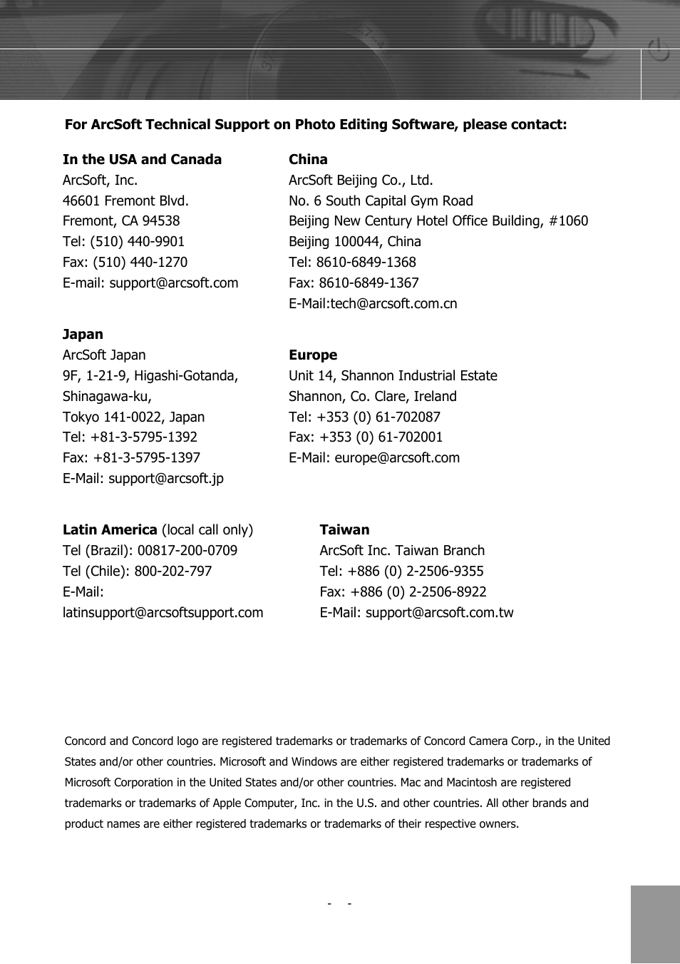 Concord Camera 4340z User Manual | Page 57 / 57