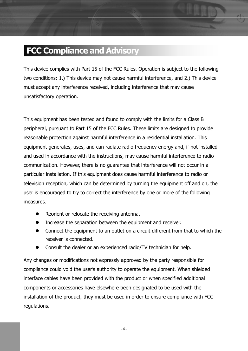Fcc compliance and advisory | Concord Camera 4340z User Manual | Page 7 / 57