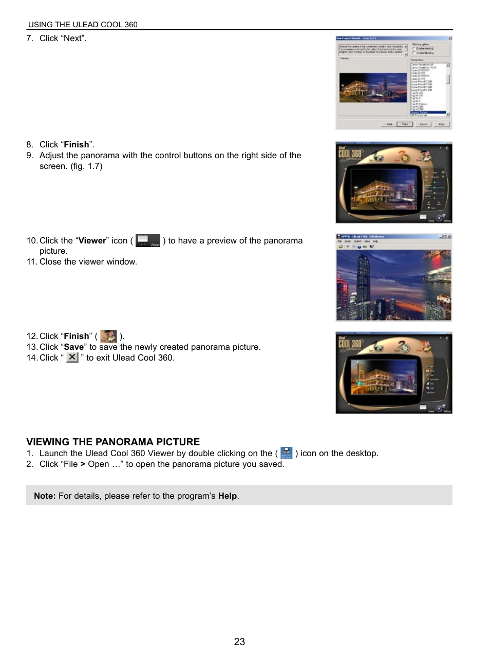 Viewing the panorama picture | Concord Camera Eye-Q User Manual | Page 24 / 30