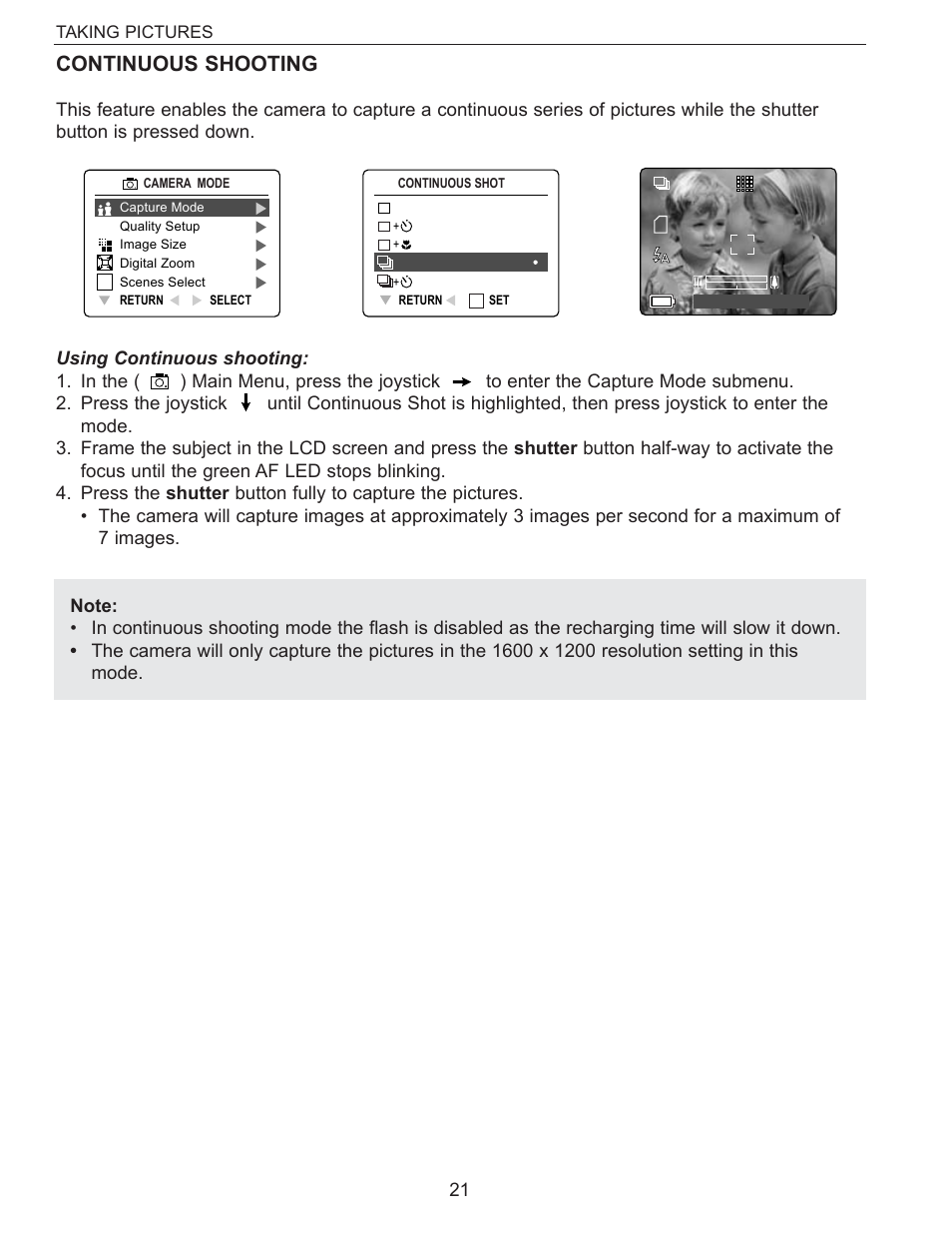 Continuous shooting | Concord Camera Eye-Q 3340z User Manual | Page 22 / 66