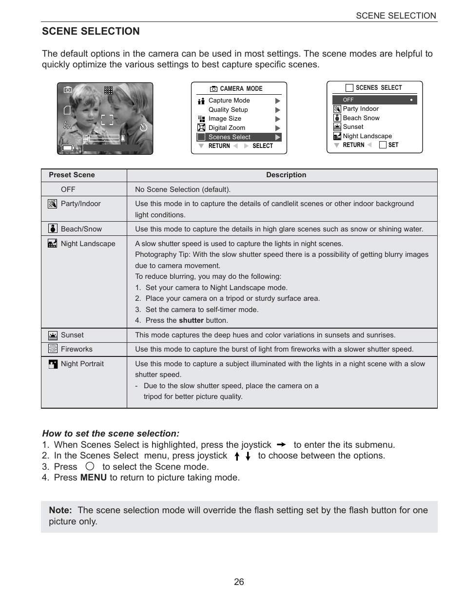 Scene selection | Concord Camera Eye-Q 3340z User Manual | Page 27 / 66