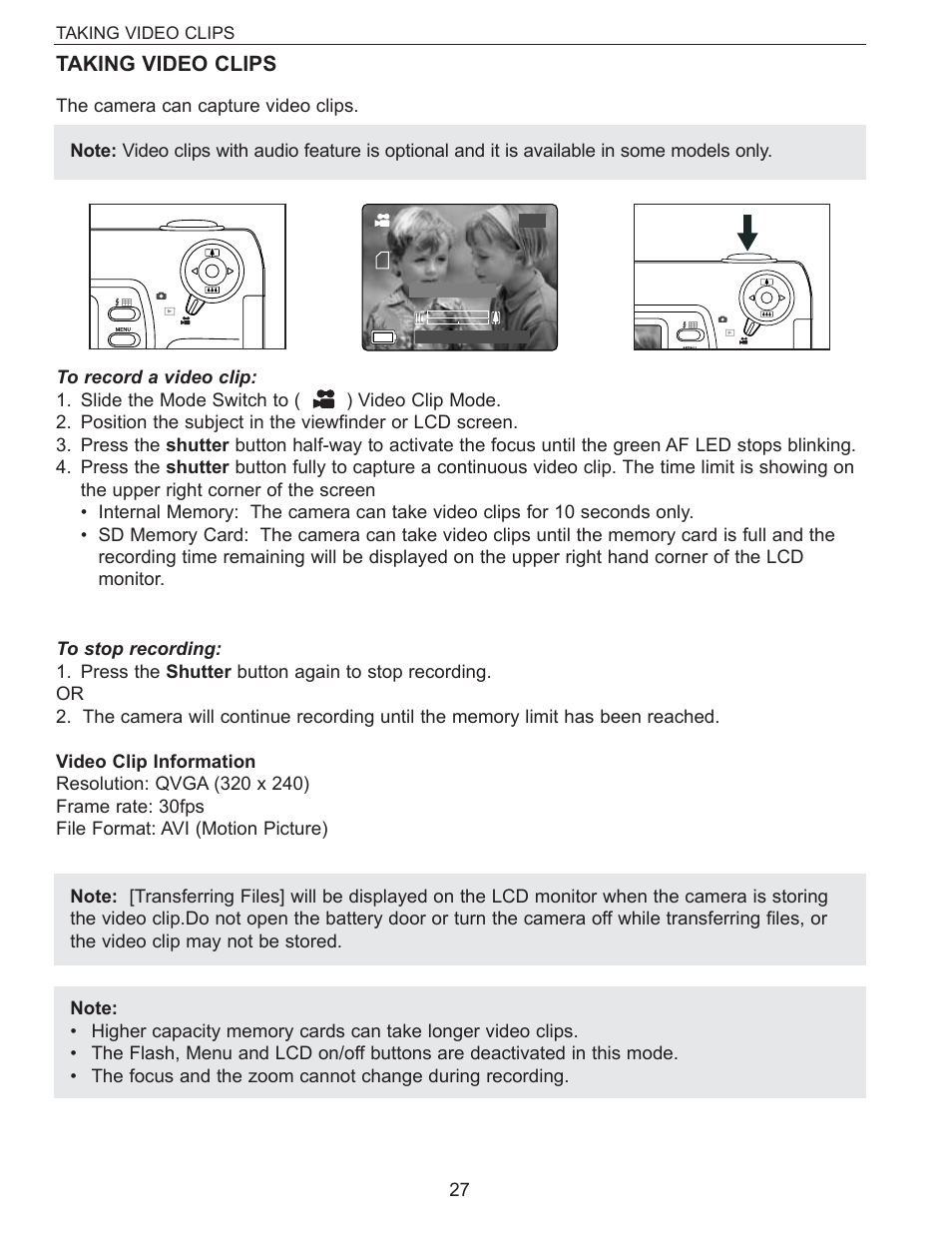Taking video clips | Concord Camera Eye-Q 3340z User Manual | Page 28 / 66