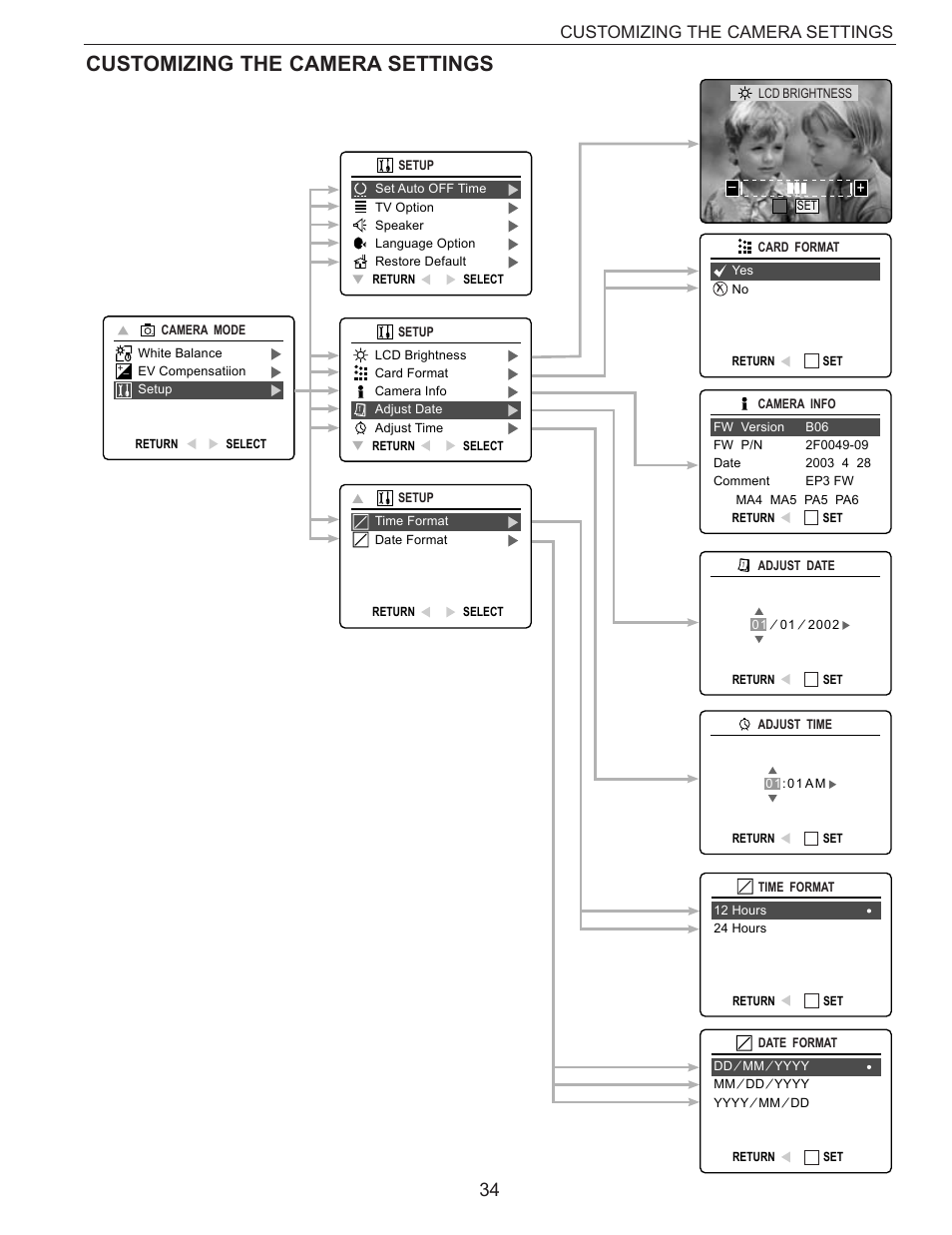 Customizing the camera settings | Concord Camera Eye-Q 3340z User Manual | Page 35 / 66