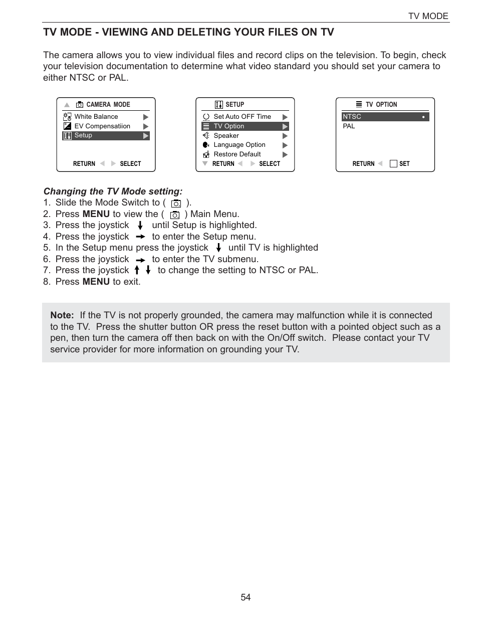 Tv mode - viewing and deleting your files on tv | Concord Camera Eye-Q 3340z User Manual | Page 55 / 66