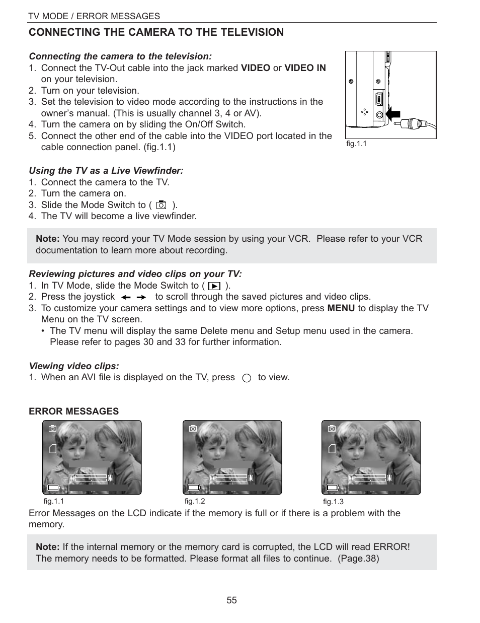 Connecting the camera to the television | Concord Camera Eye-Q 3340z User Manual | Page 56 / 66