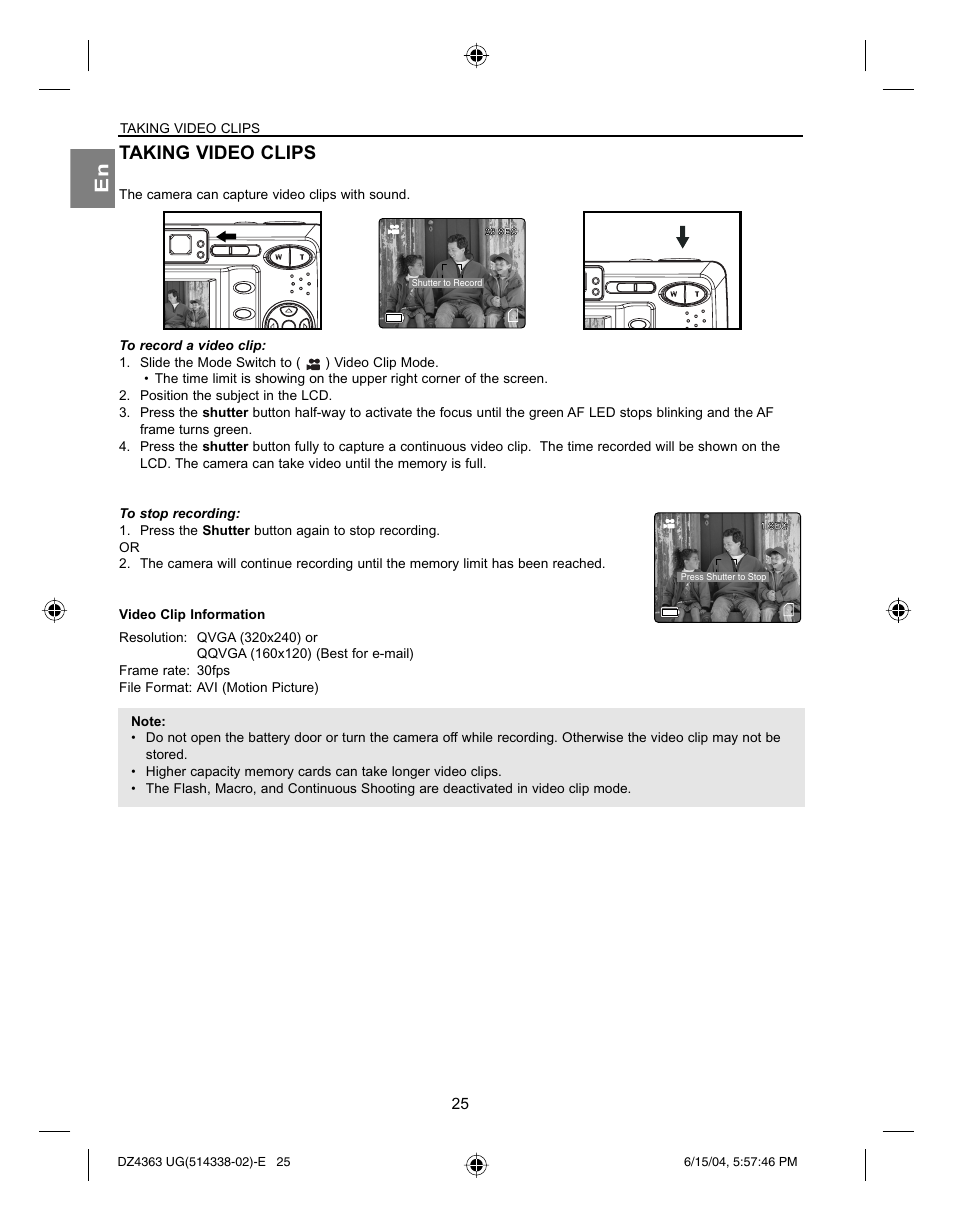 Taking video clips | Concord Camera Concord Eye-Q 4363z User Manual | Page 27 / 74