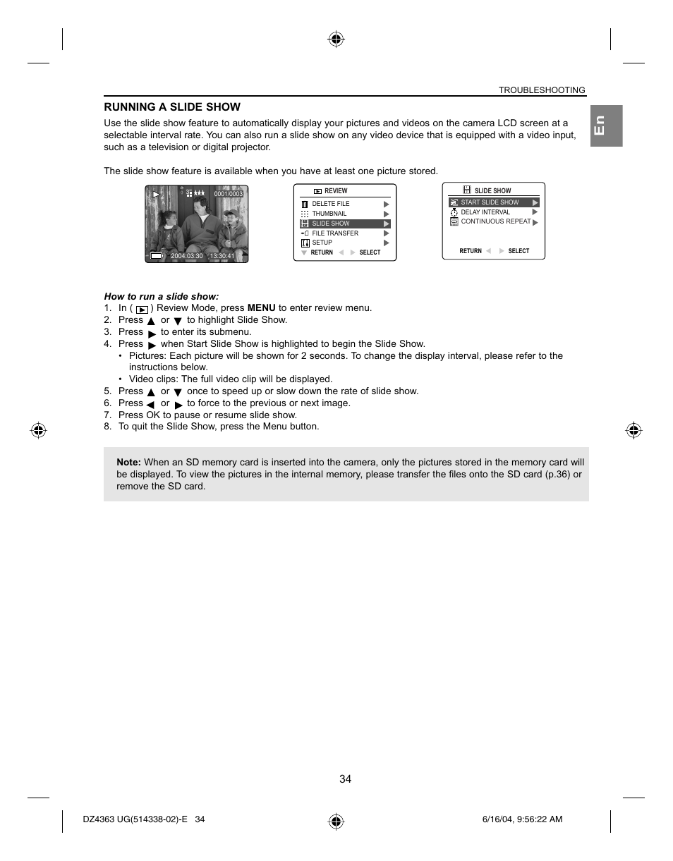 Running a slide show | Concord Camera Concord Eye-Q 4363z User Manual | Page 36 / 74