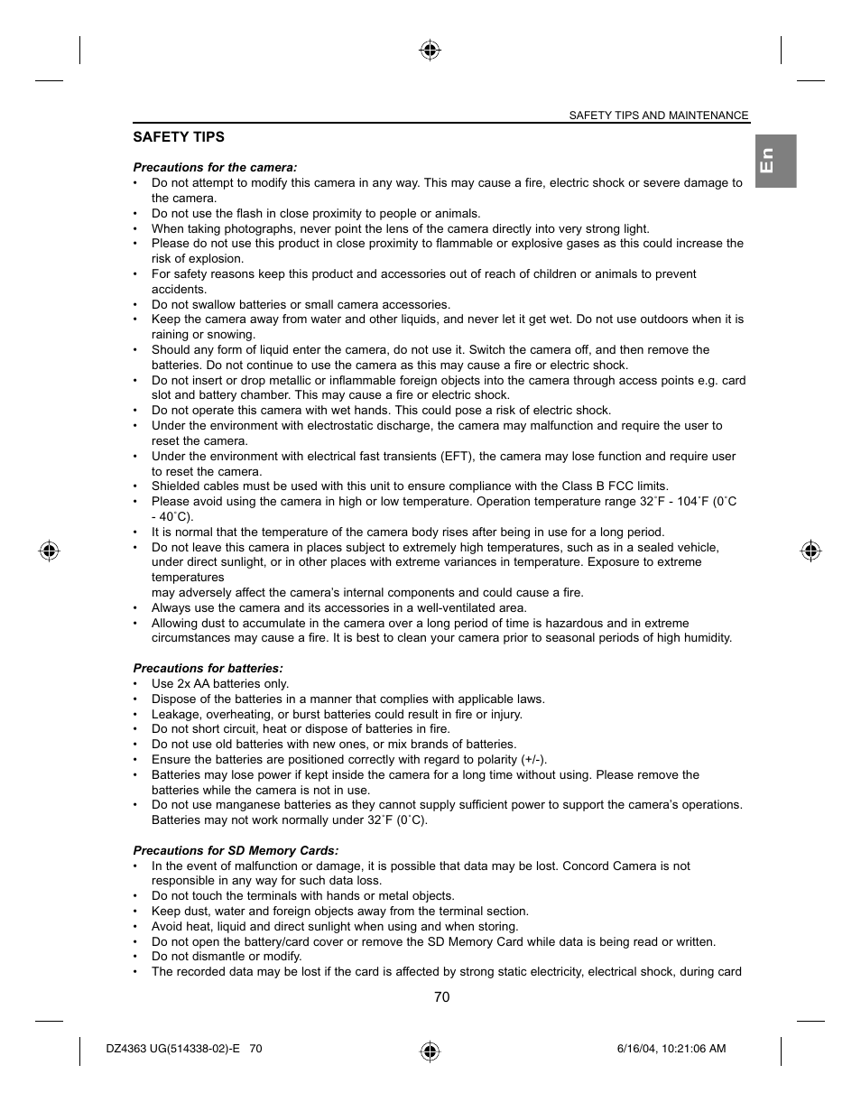Concord Camera Concord Eye-Q 4363z User Manual | Page 72 / 74