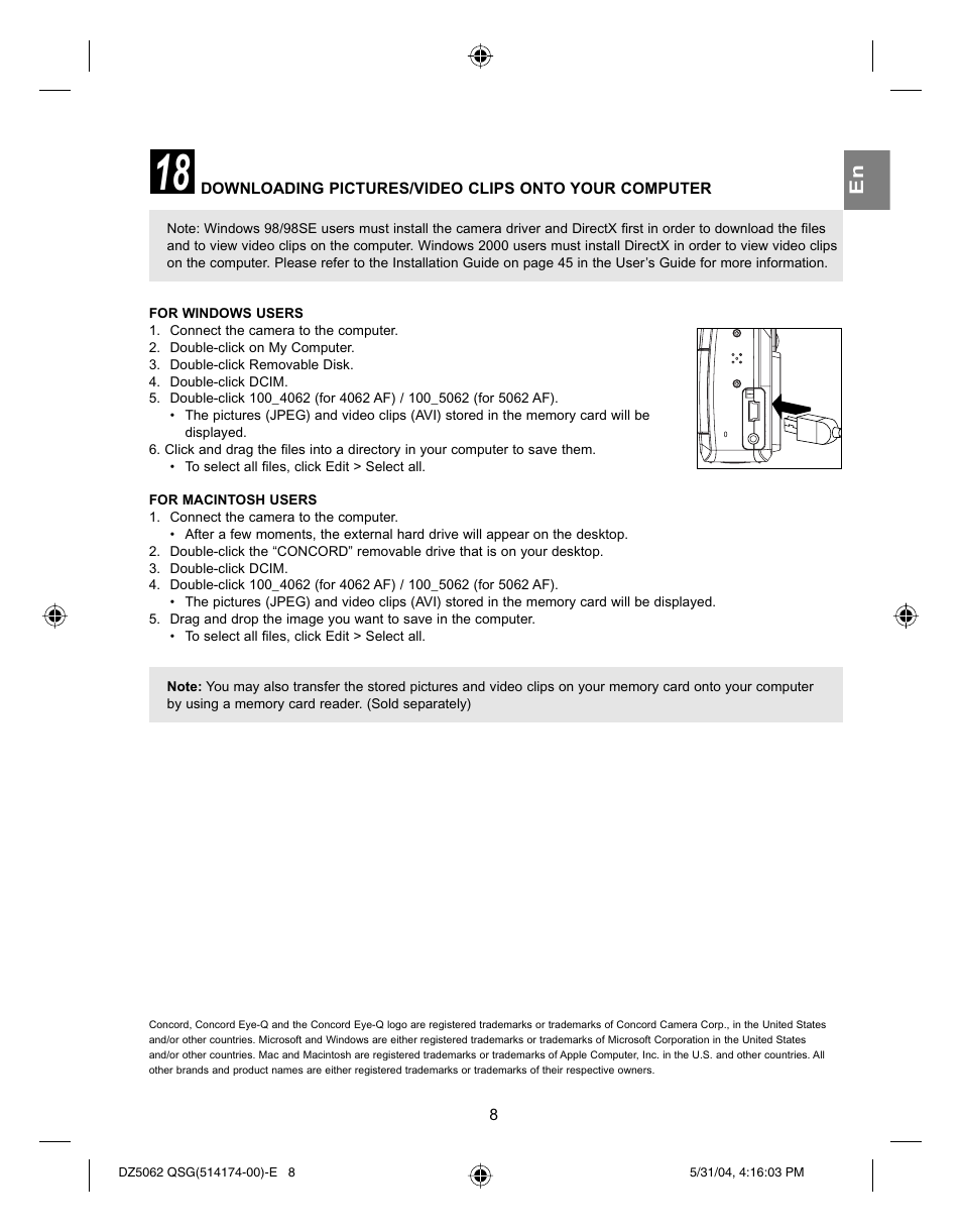 Concord Camera Eye-Q 5062AF User Manual | Page 10 / 51
