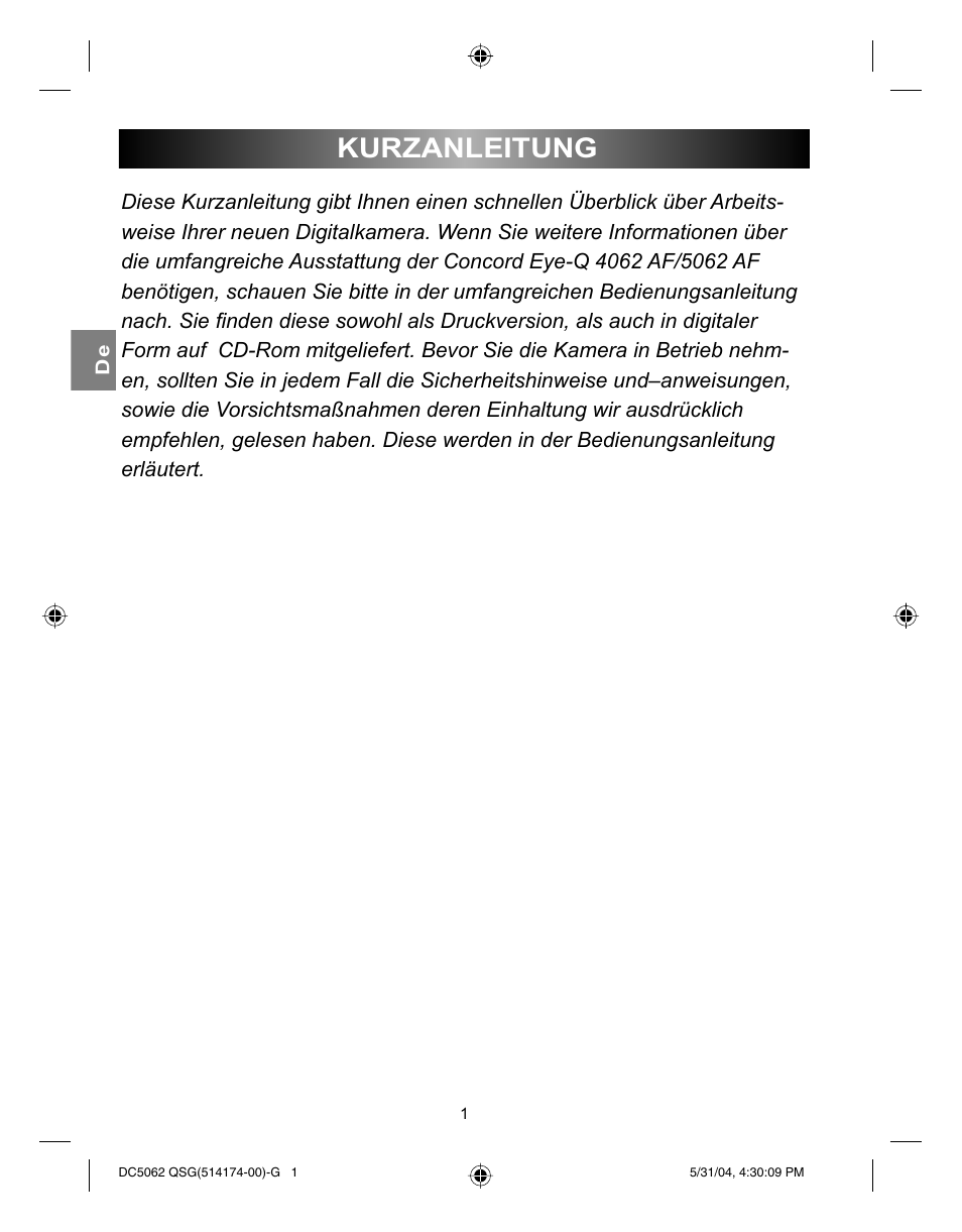Kurzanleitung | Concord Camera Eye-Q 5062AF User Manual | Page 19 / 51