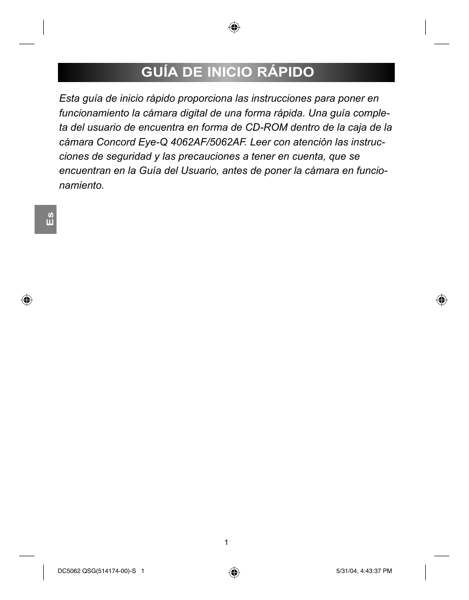 Guía de inicio rápido | Concord Camera Eye-Q 5062AF User Manual | Page 27 / 51