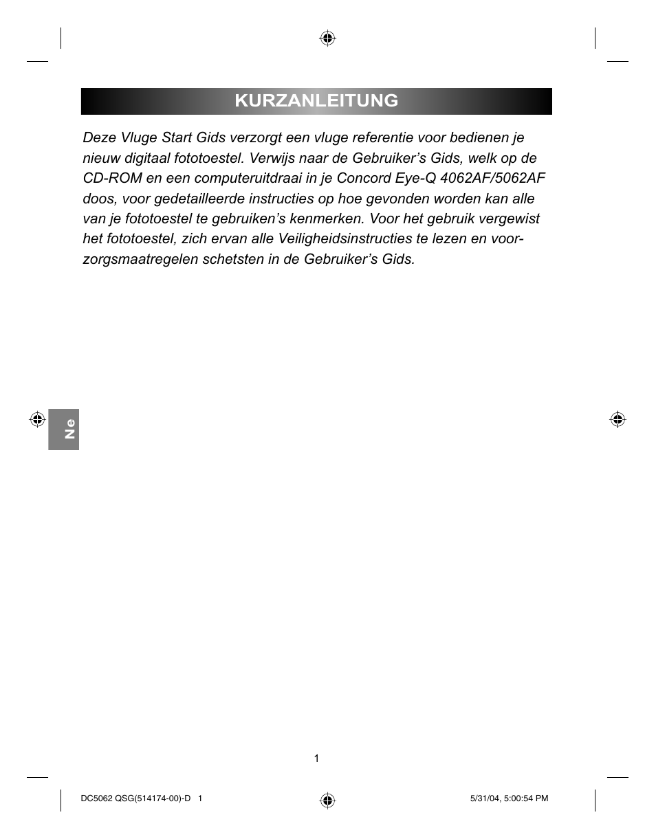 Kurzanleitung | Concord Camera Eye-Q 5062AF User Manual | Page 43 / 51