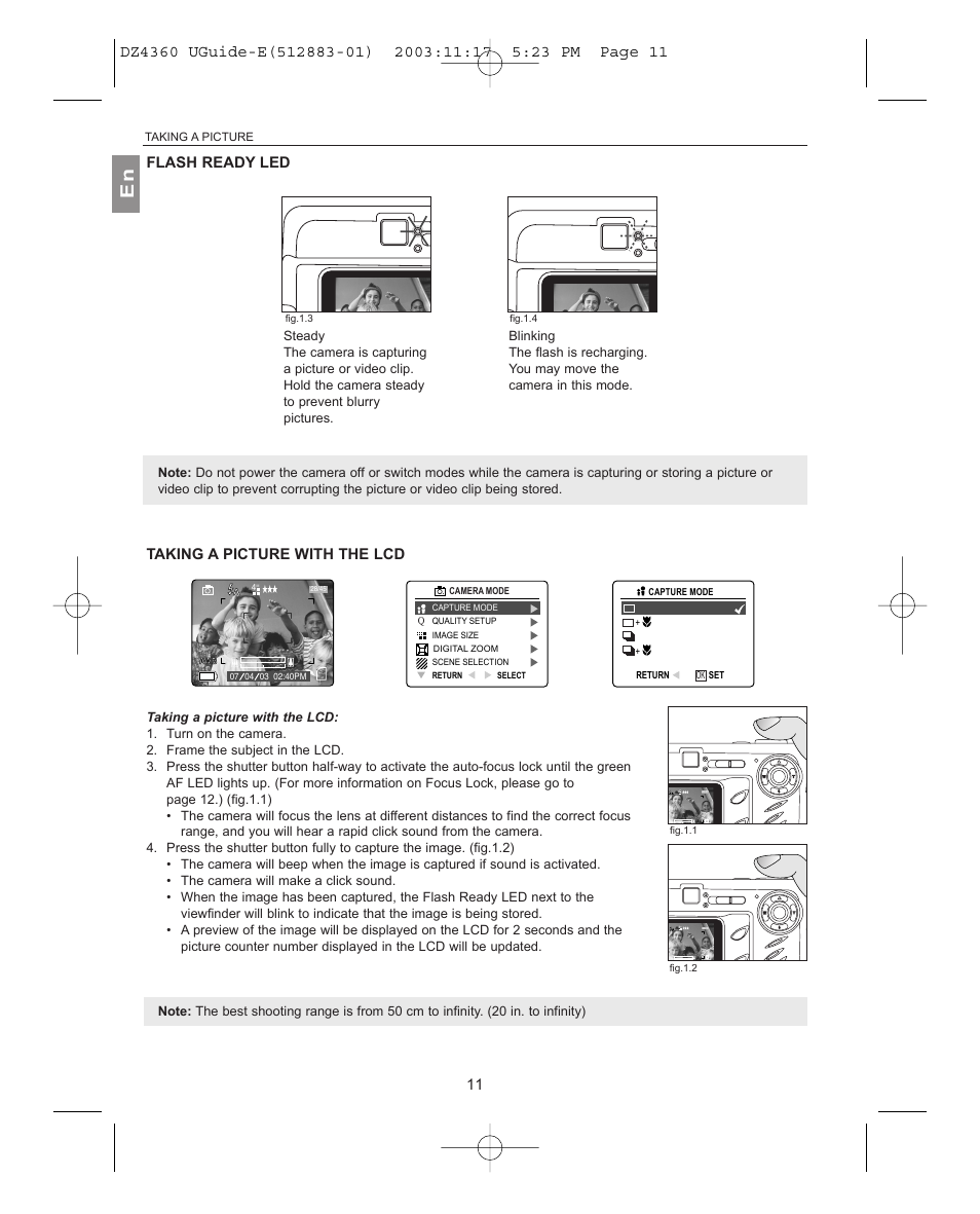 Flash ready led, Taking a picture with the lcd, Taking a picture | Concord Camera 4360Z User Manual | Page 12 / 61