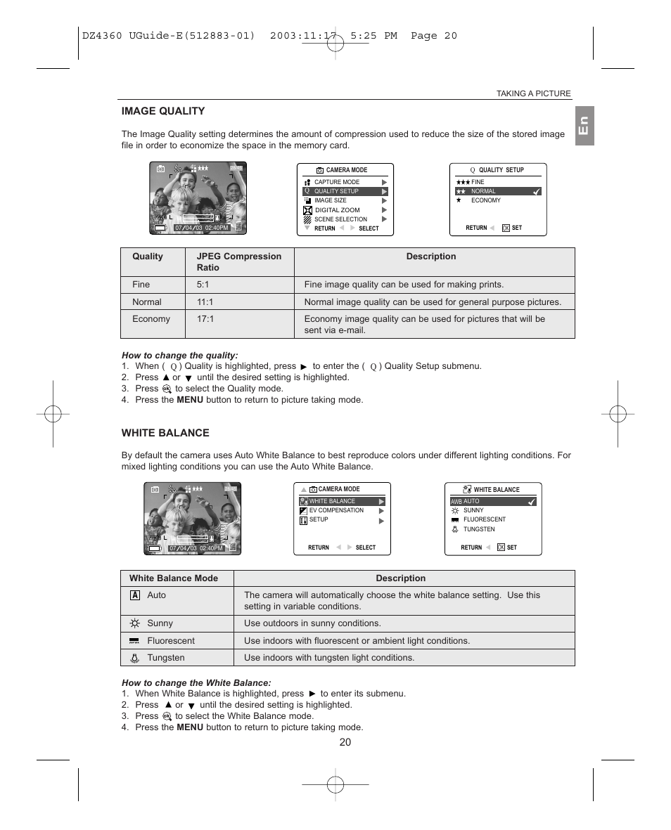 Image quality, White balance | Concord Camera 4360Z User Manual | Page 21 / 61