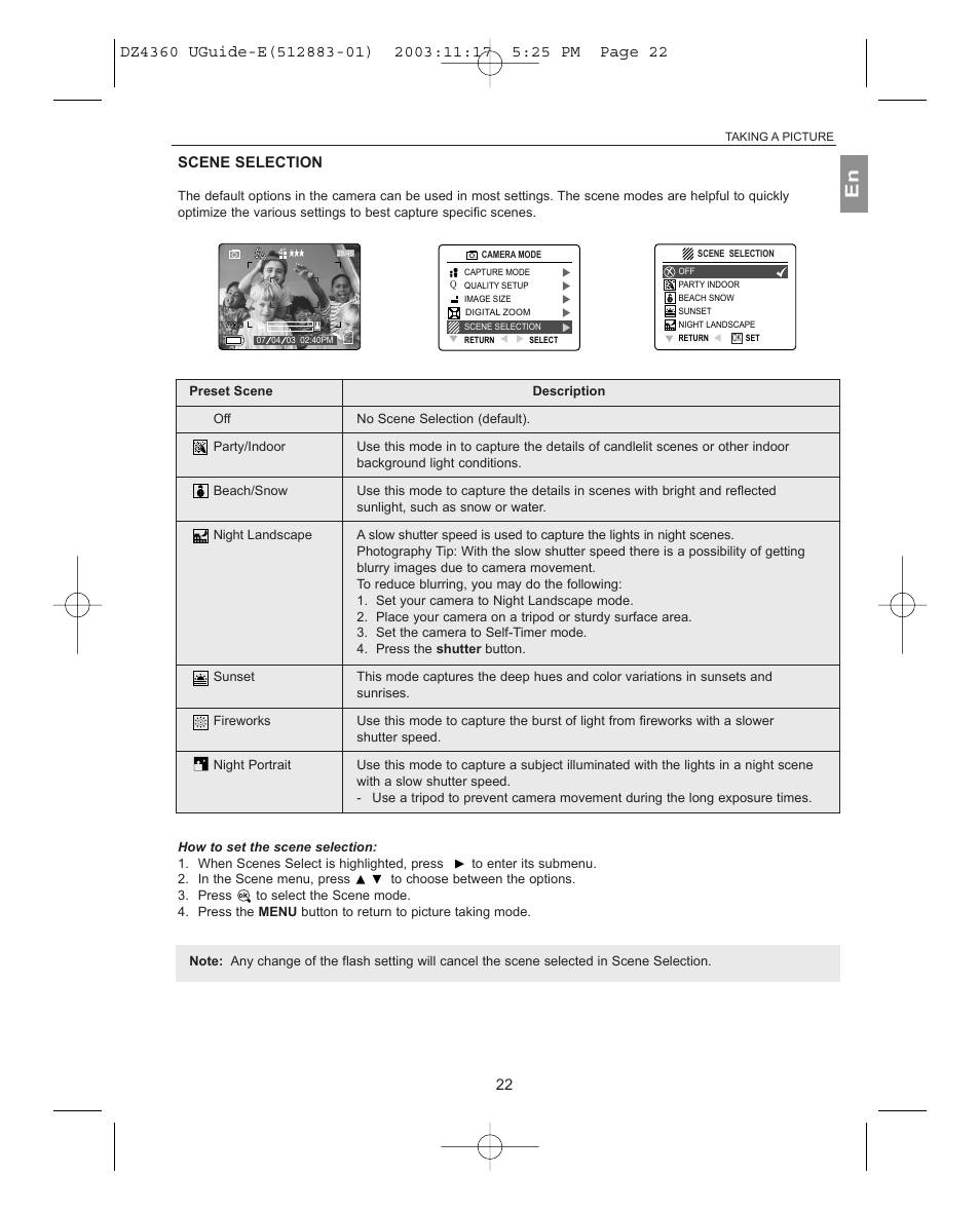 Scene selection | Concord Camera 4360Z User Manual | Page 23 / 61