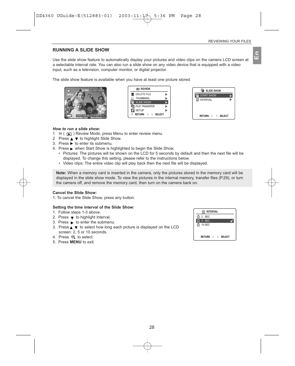 Running a slide show, Setting the time interval of the slide show | Concord Camera 4360Z User Manual | Page 29 / 61