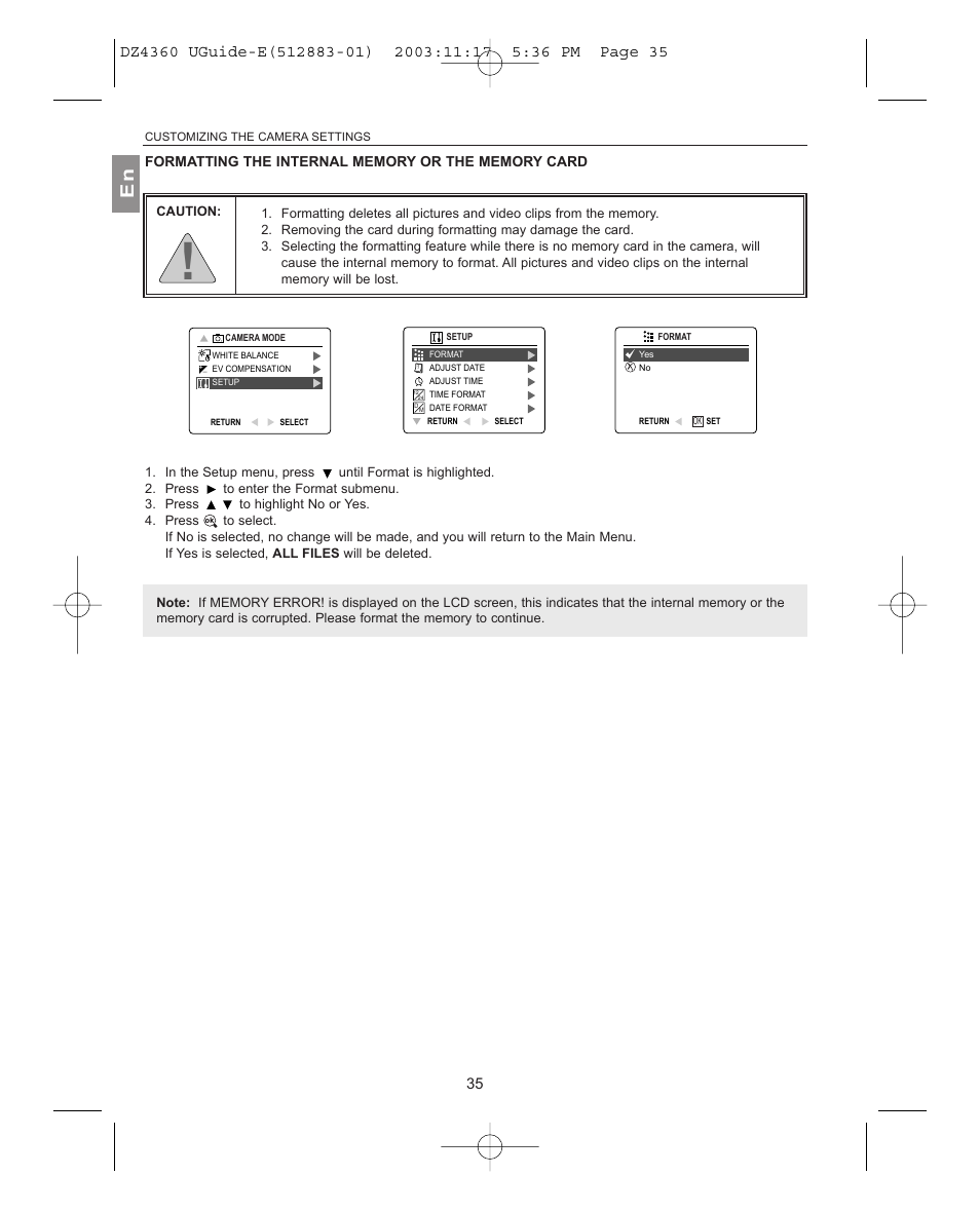 Formatting the internal memory or the memory card | Concord Camera 4360Z User Manual | Page 36 / 61