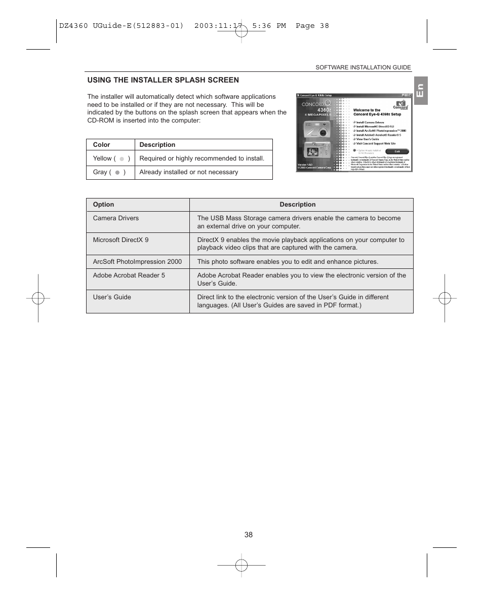 Using the installer splash screen | Concord Camera 4360Z User Manual | Page 39 / 61