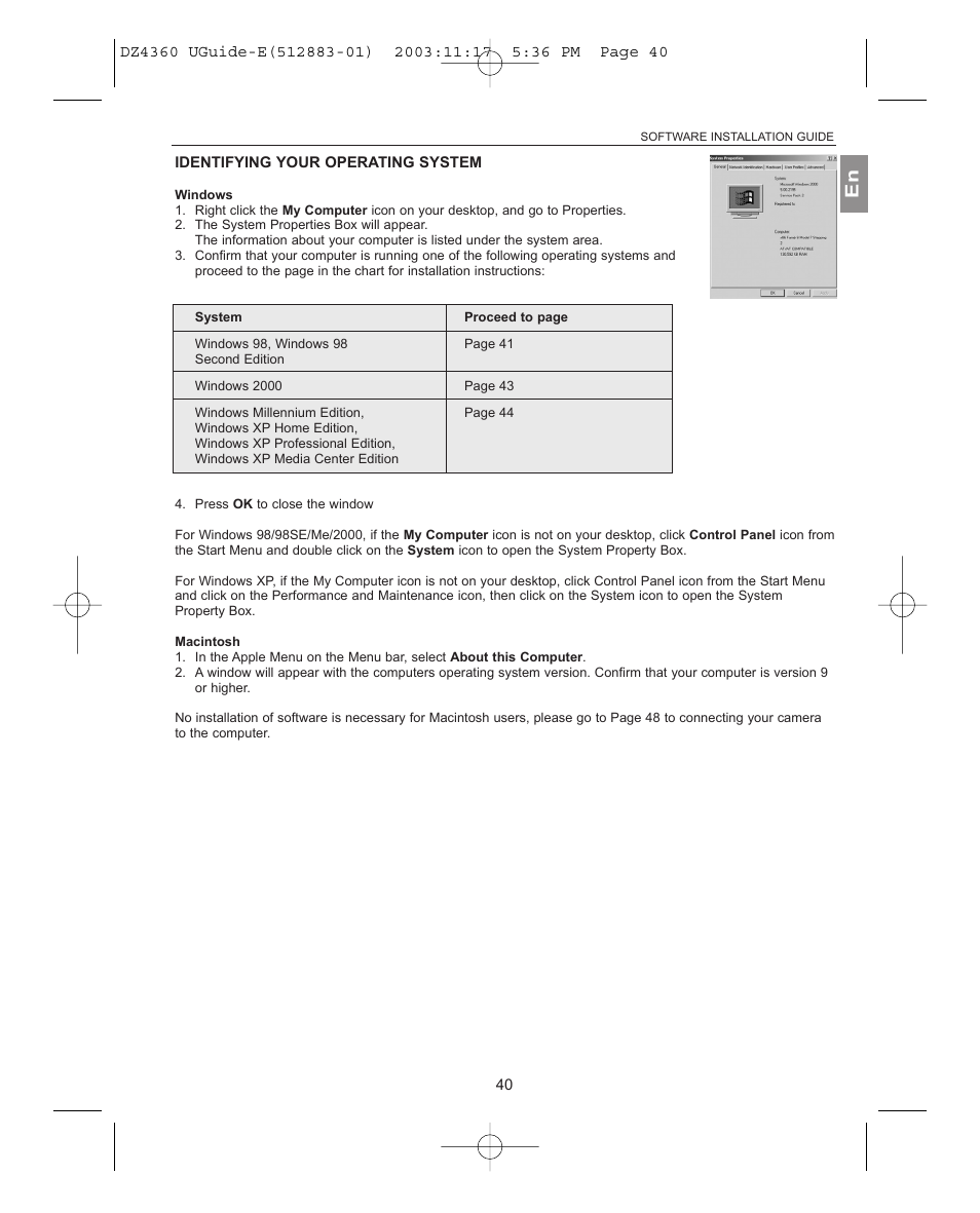 Identifying your operating system | Concord Camera 4360Z User Manual | Page 41 / 61