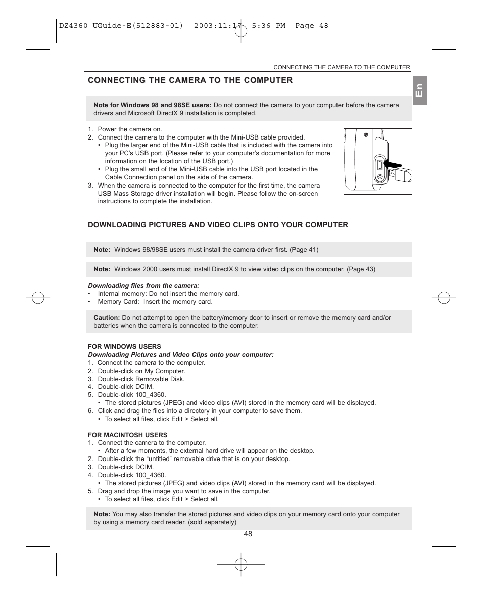 For windows users, For macintosh users | Concord Camera 4360Z User Manual | Page 49 / 61