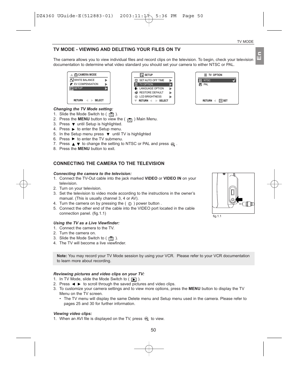 Tv mode - viewing and deleting your files on tv, Connecting the camera to the television | Concord Camera 4360Z User Manual | Page 51 / 61