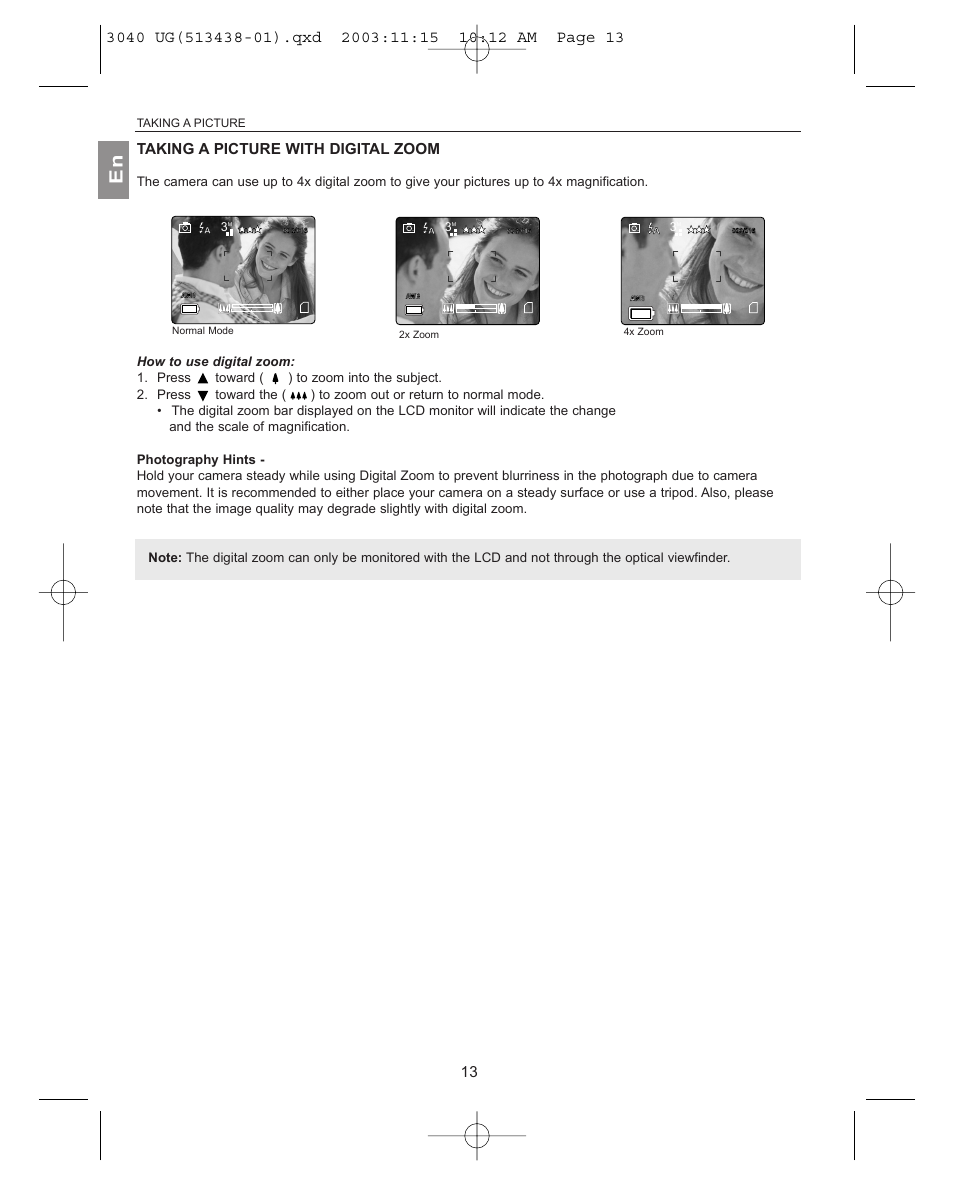 Taking a picture with digital zoom | Concord Camera 3040AF User Manual | Page 14 / 54