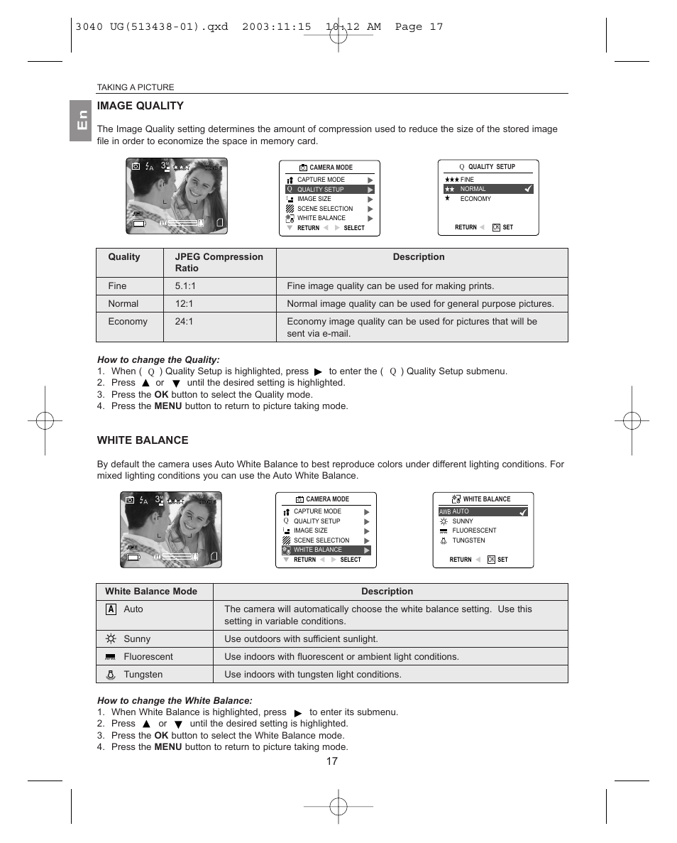Image quality awb, White balance, Image quality | Concord Camera 3040AF User Manual | Page 18 / 54