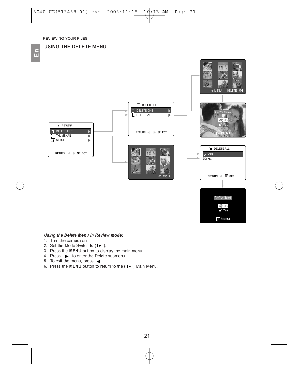 Using the delete menu | Concord Camera 3040AF User Manual | Page 22 / 54
