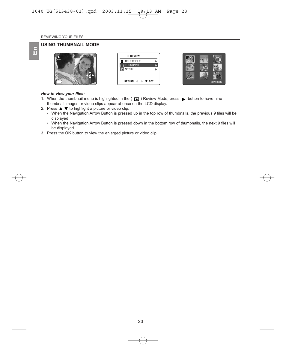 Using thumbnail mode | Concord Camera 3040AF User Manual | Page 24 / 54