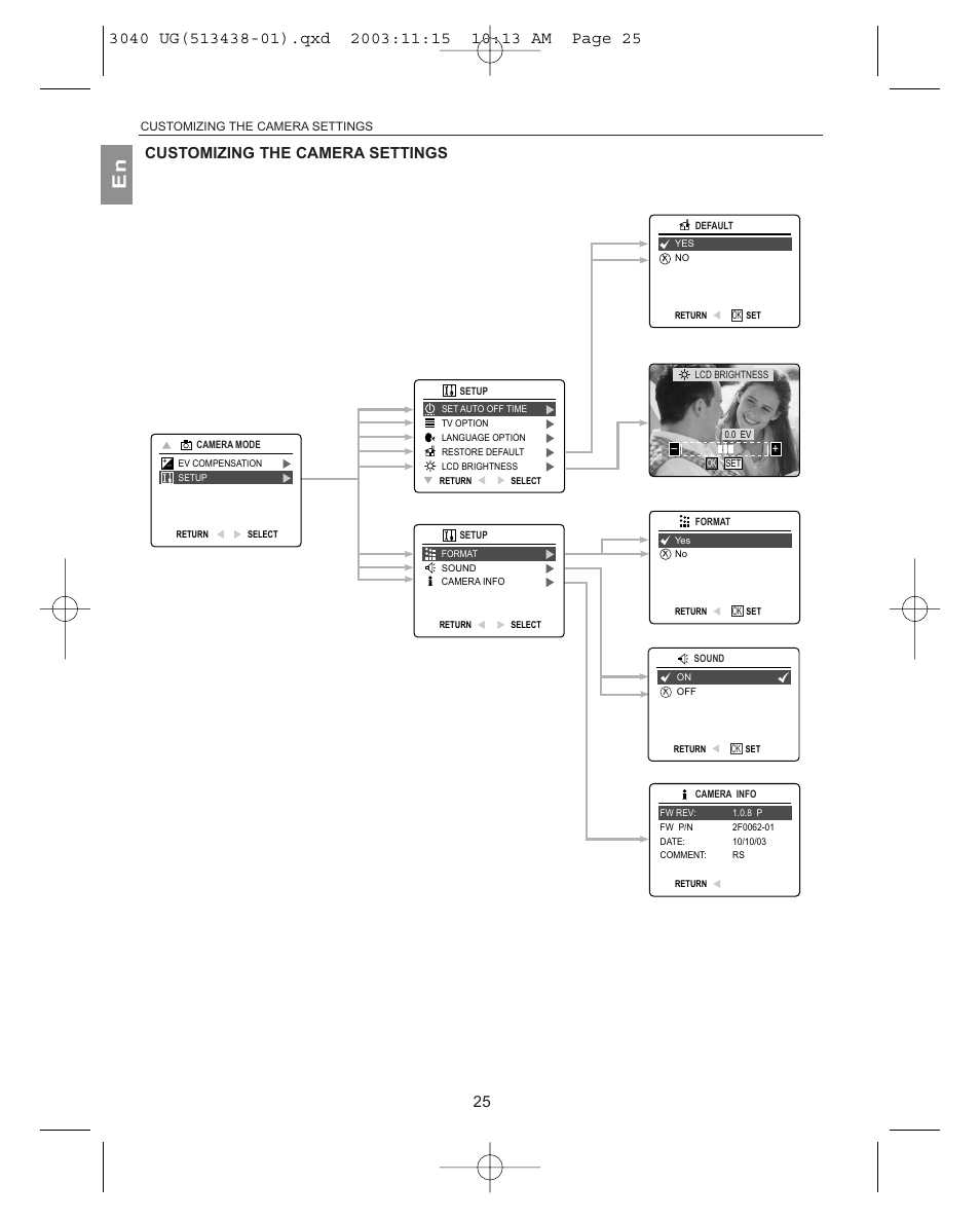 Customizing the camera settings | Concord Camera 3040AF User Manual | Page 26 / 54