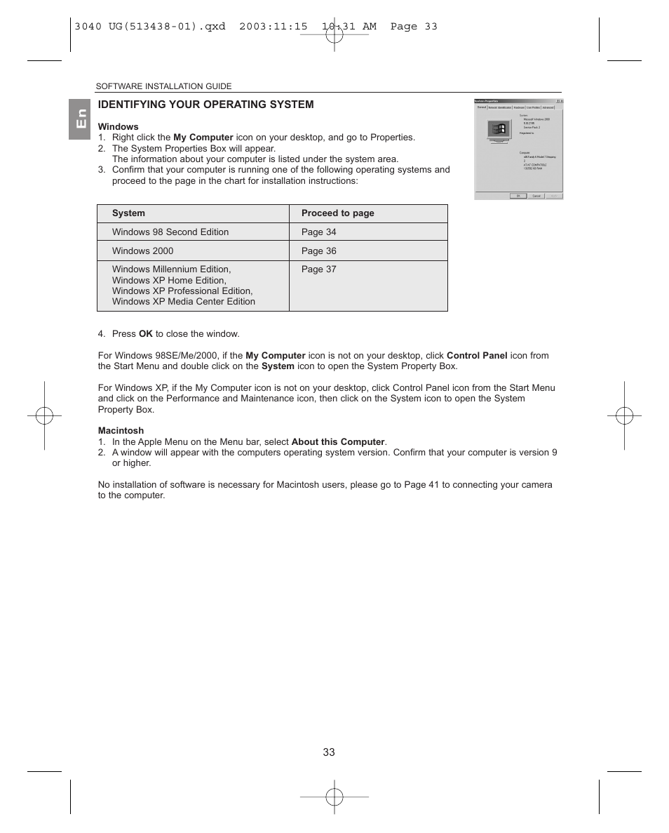 Identifying your operating system | Concord Camera 3040AF User Manual | Page 34 / 54