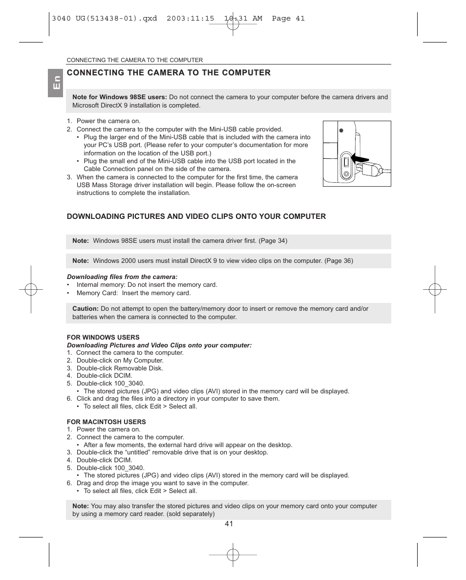 For windows users, For macintosh users | Concord Camera 3040AF User Manual | Page 42 / 54