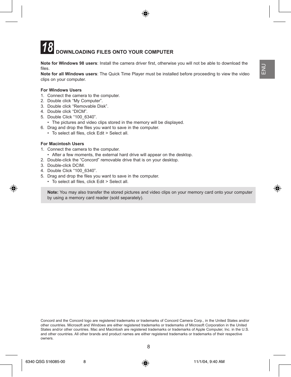 Downloading files onto your computer | Concord Camera 6340z User Manual | Page 10 / 59
