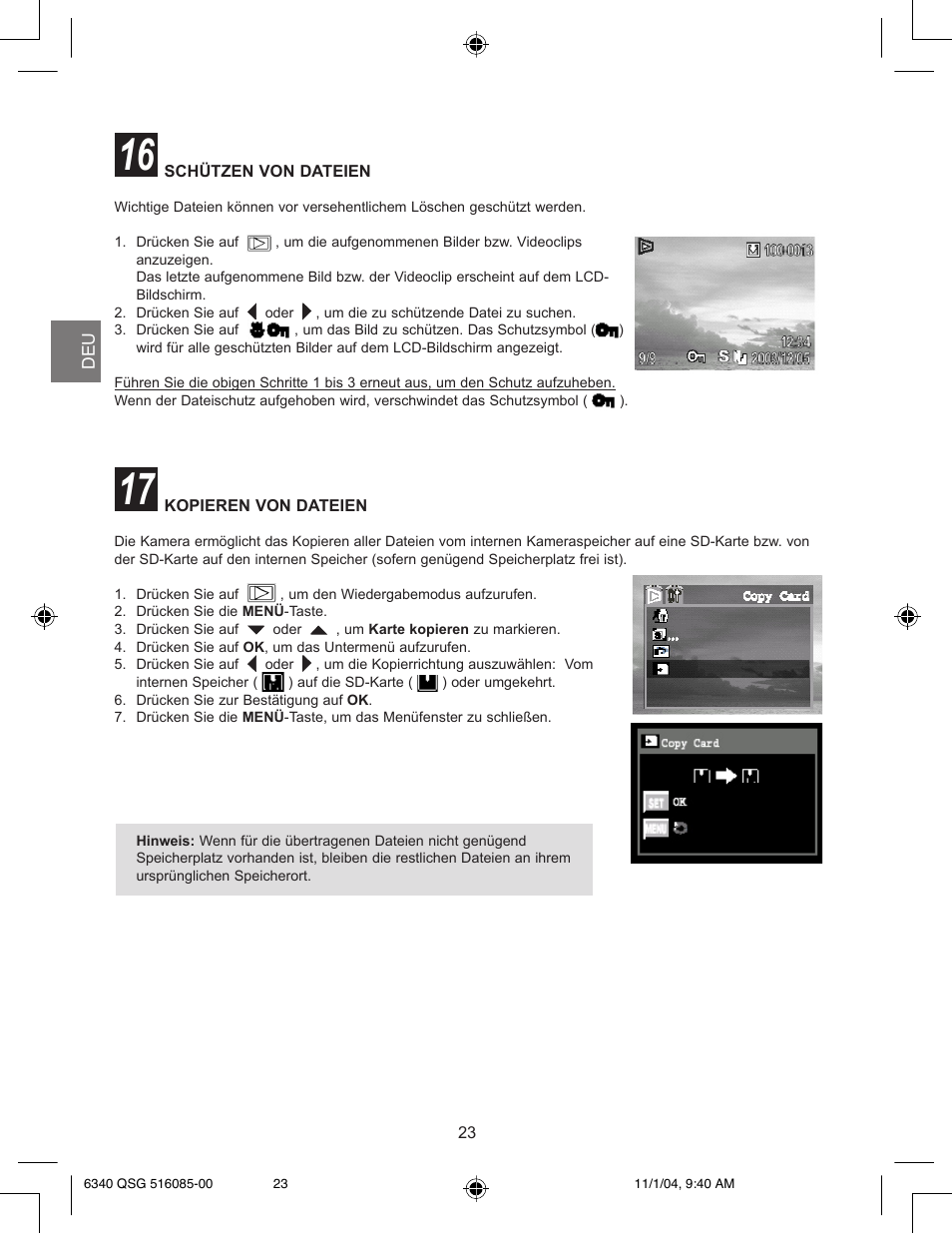 Schützen von dateien, Kopieren von dateien | Concord Camera 6340z User Manual | Page 25 / 59