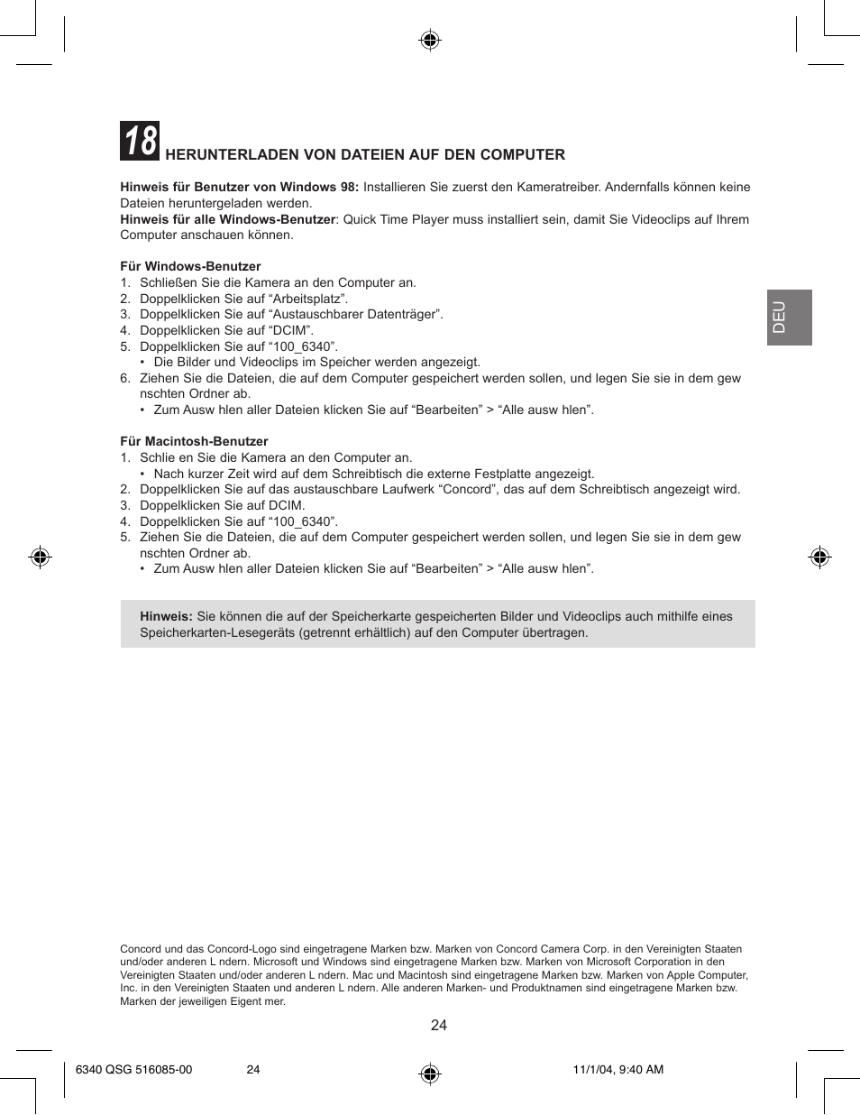 Herunterladen von dateien auf den computer | Concord Camera 6340z User Manual | Page 26 / 59