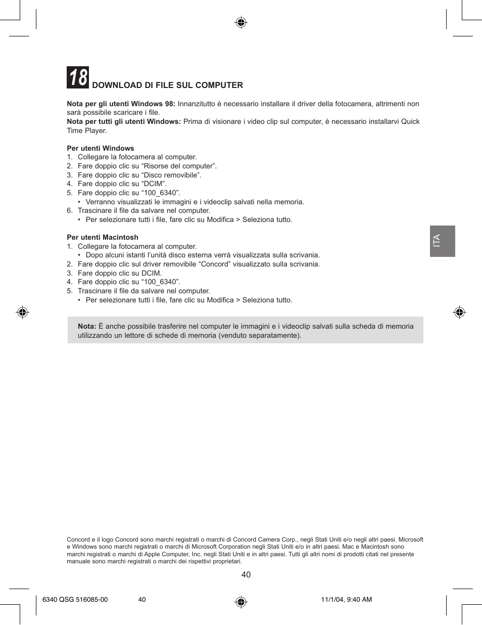 Download di file sul computer | Concord Camera 6340z User Manual | Page 42 / 59