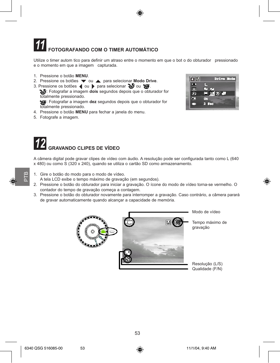 Fotografando com o timer automático, Gravando clipes de vídeo | Concord Camera 6340z User Manual | Page 55 / 59