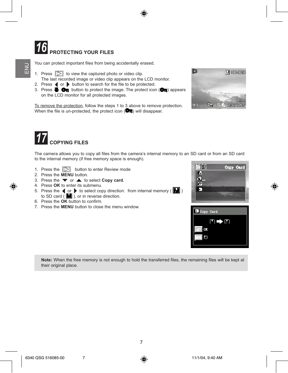 Protecting your files, Copying files | Concord Camera 6340z User Manual | Page 9 / 59