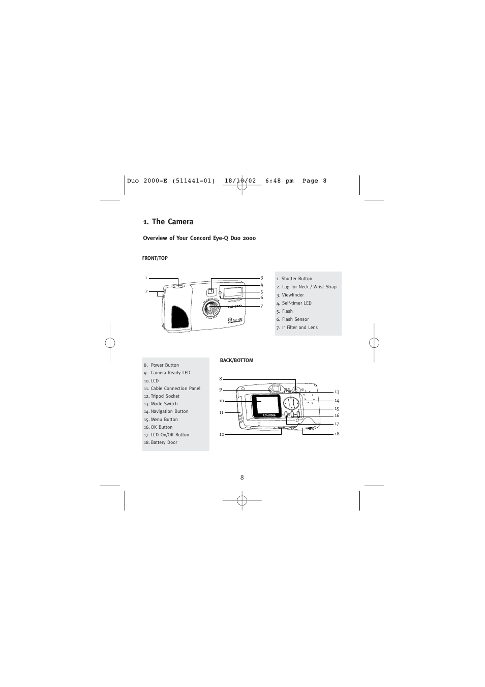 The camera | Concord Camera Duo 2000 User Manual | Page 10 / 231