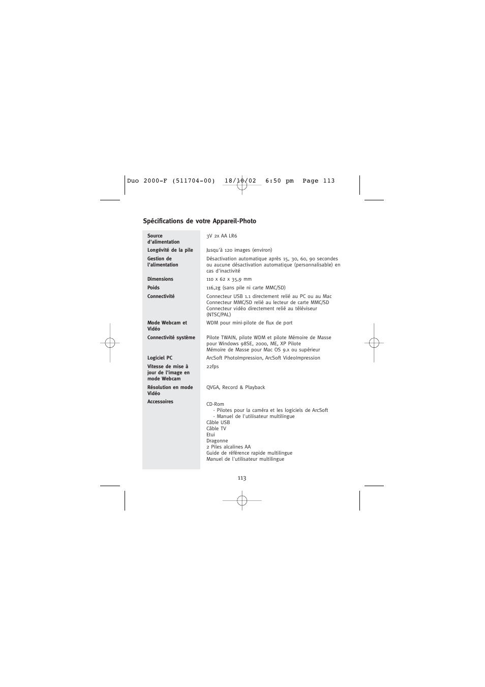 Concord Camera Duo 2000 User Manual | Page 115 / 231