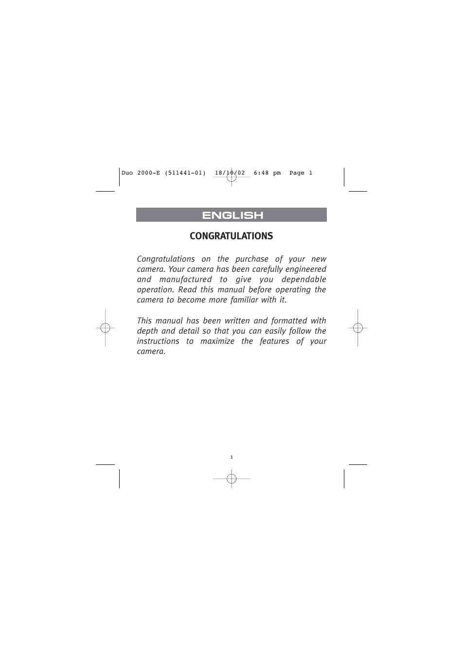 English | Concord Camera Duo 2000 User Manual | Page 3 / 231