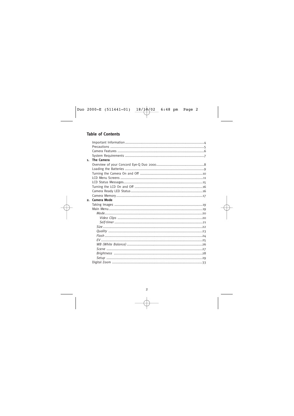 Concord Camera Duo 2000 User Manual | Page 4 / 231