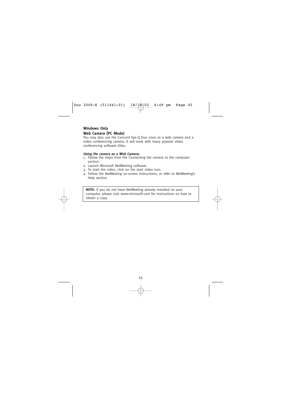 Concord Camera Duo 2000 User Manual | Page 47 / 231